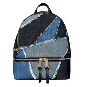 Michael Kors Rhea Zip Medium Backpack Denim Multi